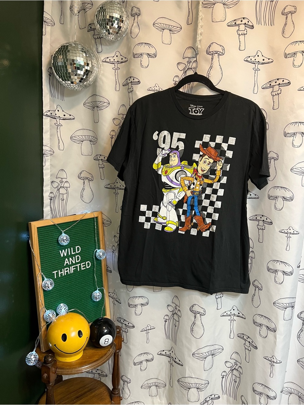 Disney Pixar Toy Story ‘95 Buzz Lightyear Woody Graphic T-Shirt Black Size L